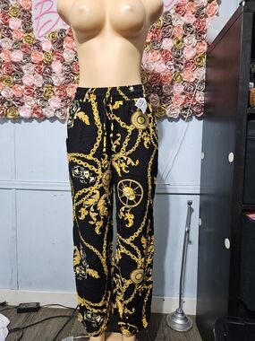 Indero Black Rayon Top with Yellow Floral Print